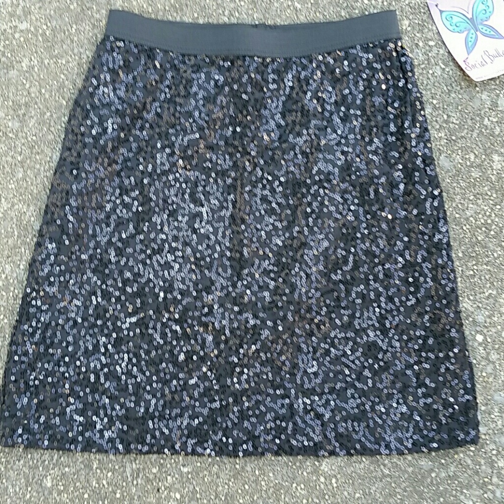 Social Butterfly NWT Black Sequin Skirt